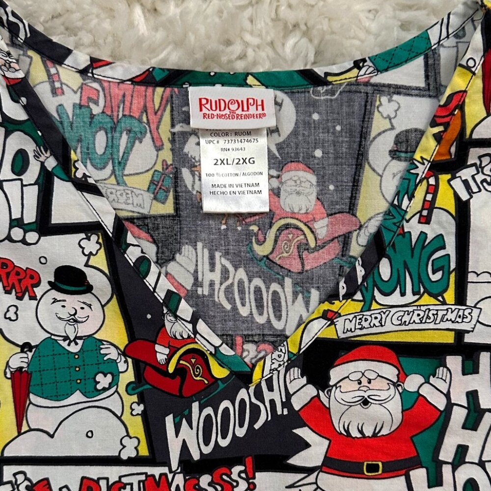 Lot Of 4 Christmas Scrubs Plus Size 2XL Rudolph Santa Snowman Happy Holidays - Picture 8 of 10